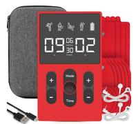 Dual Channel TENS Machine for Pain Relief, Rechargeable TENS Machine Muscle Stimulator with 12Modes 36 Intensities 16Pcs Tens Electrode Pads, Back/Sciatica/Arthritis Pain Relief (Red)
