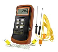 Dual Channel Thermocouple Thermometer Digital Temperature K Type Thermometer with 4 Probe (Wired & Stainless Steel) -50~1300°C (-58~2372°F) Range Temperature Meter Gauge