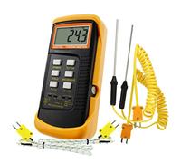 Dual Channel Thermocouple Thermometer Digital Temperature K Type Thermometer with 4 Probe (Wired & Stainless Steel) -50~1300°C (-58~2372°F) Range Temperature Meter Gauge