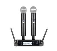 Dual Channels UHF Wireless Microphone Set Handheld Fixed Frequency Dynamic Mic For Karaoke Wedding Party Church Show