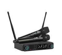Dual Channels Wireless Microphone System UHF Fixed Frequency Handheld Mics For Karaoke Party Church Performance Band