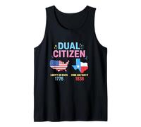 Dual Citizen Texas Pride Born and Raise USA TX Map Flag Tank Top