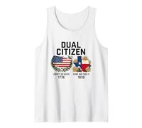 Dual Citizen Texas Pride Born and Raise USA TX Map Flag Tank Top