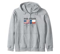 Dual Citizen Texas Pride Born and Raise USA TX Map Flag Zip Hoodie
