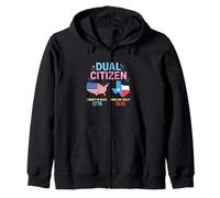 Dual Citizen Texas Pride Born and Raise USA TX Map Flag Zip Hoodie