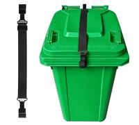 Dual-Claw Wheelie Bin Strap - Adjustable Windproof Bin Lock, Heavy Duty No-Drill Wheelie Bin Lid Strap for 32-96 gallon Rubbish Bins (Animal Protection Bin Locks Wheelie)