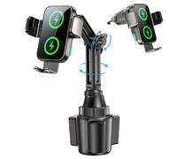 Dual Coil 15W Cup Phone Holder Mount,Wireless Car Charger Auto-Clamping Fast Charging Vent Phone Holders for Your Car for iPhone 17/16/15,Samsung Flip S25 S24 S23 S22 Ultra