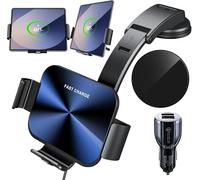 Dual Coils Wireless Car Charger Qoosea 15W Qi Fast Charging Auto-Clamping Car Mount for Air Vent & Dashboard, Car Phone Holder Compatible with Samsung Galaxy Z Fold 4/3/2, iPhone 14 Google LG Huawei