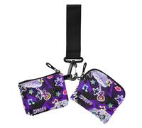 Dual Coin Purse Credit Card Holder Wallet 1970s Disco Retro Grunge Graffiti Cute Fashion ID Card Holders Protector with Keychain for Ladies Girls 2 Pcs, 1970S disco retro grunge graffiti26, 4.13" x
