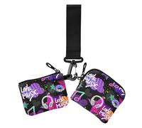 Dual Coin Purse Credit Card Holder Wallet 1970s Disco Retro Grunge Graffiti Small Portable Zipper Purse Wallet with Zipper Pocket for Women Men 2 Pcs, 1970S disco retro grunge graffiti19, 4.13" x