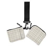 Dual Coin Purse Credit Card Holder Wallet Funny Plaid Check Beige Slim Portable Identity Card Protector with Keychain for Work Travel 2 Pcs, funny Plaid Check5444, 4.13" x 3.51" & 4.13" x 4.13", Art