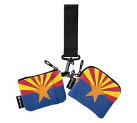 Dual Coin Purse Credit Card Holder Wallet Small Portable Coin Purse Change Holder with Zipper Pocket for Men Women 2 Packs, Arizona State Flag Az Blue Red, 4.13"(L) x 3.5"(W), Travel Accessory