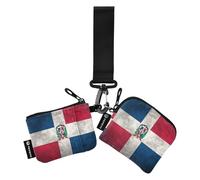 Dual Coin Purse Credit Card Holder Wallet Small Portable Coin Purse Change Holder with Zipper Pocket for Men Women 2 Packs, Dominican Republic National Flag, 4.13"(L) x 3.5"(W)