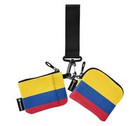 Dual Coin Purse Credit Card Holder Wallet Small Portable Coin Purse Change Holder with Zipper Pocket for Men Women 2 Packs, Colombia Colombian National Flags Blue Red Yellow, 4.13"(L) x 3.5"(W