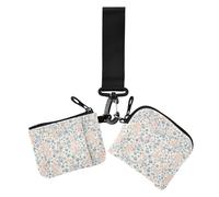 Dual Coin Purse Credit Card Holder Wallet Vintage Floral Farmhouse Thin Flat Zipper Coin Purse Wallet with Wristle Strap for Women Men 2 Pcs, Vintage Floral Farmhouse, 4.13" x 3.51" & 4.13" x 4.13",
