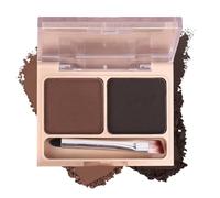 Dual-Color Eyebrow Powder Makeup Kit with Waterproof Formula for Long Lasting Brows, Natural Eyebrow Palette for Defined Brows, Include Brush for Easy to Use (Dark Roast & Charcoal)