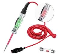Dual Color LED Bulb Automotive Circuit Tester, 6-24V Test Light with 135 Inch PU Extended Spring Wire, Sharp Stainless Steel Probe Vehicle Circuits Low DC Voltage Auto Light Tester