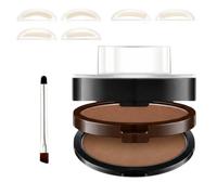 Dual Colour Eyebrow Stamp Kit, Waterproof Eyebrow Powder with 6 Stamps in 3 Brow Shapes and Dual-Ended Brush, Brown Eyebrow Tint Stencil Kit for Natural-Looking Brows（Light Brown + Bright Brown）