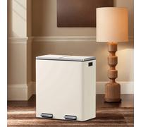 Dual Compartment 2 x 30L Soft Close Kitchen Pedal Bin, Cream