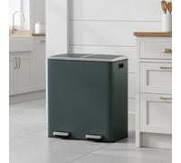 Dual Compartment 2 x 30L Soft Close Kitchen Pedal Bin, Grey