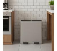 Dual Compartment 2 x 30L Soft Close Kitchen Pedal Bin, Silver