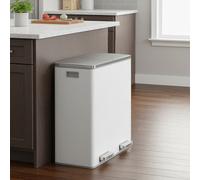 Dual Compartment 2 x 30L Soft Close Kitchen Pedal Bin, White