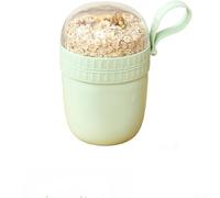 Dual Compartment Breakfast Bowl for Yogurt and Overnight Oats with Leakproof Silicone Ring and Foldable Spoon for On-the-Go Use (B)