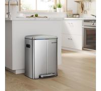 Dual Compartment Kitchen Bin Medium Metal Pedal Soft Close Handles SONGMICS Silver One Size