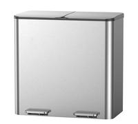 Dual Compartment Kitchen Step-on Trash Can, Soft-Close Lid, PP Inner Buckets, Stainless Steel Waste Chute for Home Office, 18L