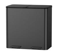 Dual Compartment Kitchen Step Trash Can with Soft Close Lid, 18L Stainless Steel Waste Bin for Home Office, Black