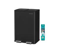 Dual compartment pedal bin with soft close lid, Ink Black