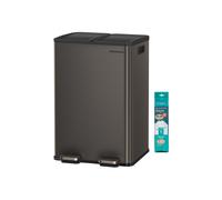 Dual compartment pedal bin with soft close lid, Slate Grey