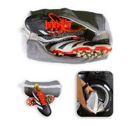 Dual Compartment Sport Shoe Washing Buffer Bag with Zips | 360° Cleaning, Microfibre Lining, Quick Drying Premium Football Boot Cleaner Laundry Bag | Removes Grass and Dirt | Grey, 37 x 18 cm