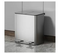 Dual Compartment Step Trash Can, Stainless Steel Kitchen Garbage Can with Waste & Recycling Bins, Hands-Free Slow-Close Lid, 18L