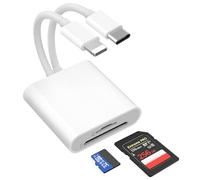 Dual Connector Dual Slot MicroSD/SD Card Reader for iPhone iPad, Lightning & USB C SD Card Reader, Camera Memory Card Reader, USB-C OTG Adapter for Devices with iOS/Android/Other Systems