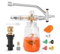Dual Connector Snow Foam Lance Foam Cannon for Pressure Washer, Foam Cannon Pressure Washer with Adapter for Karcher K2 K3 K4 K5 K6 K7 with 5 Power Washer Sprayer Nozzles 1/4" Quick Connect