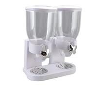 Dual Container Cereal Dispenser, Airtight Dry Food Dispenser with Twist Operation, 7L Total Capacity, ABS White for Kitchen (White)