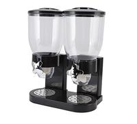 Dual Container Cereal Dispenser, Airtight Dry Food Dispenser with Twist Operation, 7L Total Capacity, ABS White for Kitchen (Black)
