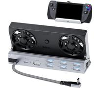 Dual Cooling Fans 12 in 1 Steam Deck Docking Station with 4K@60Hz 2.0,6 USB Ports,1000Mbps,USB-C 100W PD,40Gbps Adapter for Steam Deck/Rog Ally/Switch/Legion Go