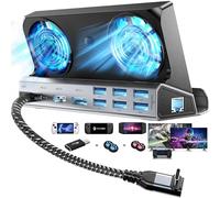 Dual Cooling Fans Multi Monitor 14 in 1 Steam Deck Docking Station with 4K@60 Hz,DP1.2,VGA 1080P 6 USB A,1000Mbps,Type C 100W PD, 40Gbps Adapter for Steam Deck/Rog Ally/Switch/Legion Go