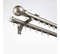 Dual Curtain Rod SetGold/Grey/White/Black Aluminum 2Layer Track System with Accessories for Sliding Curtains Drapes & Sheer Panels (Grigio 4.9m/16.1ft)