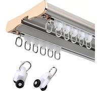 Dual Curtain Track Aluminum Alloy Curtain Rail Complete Set with Accessories CeilingMounted Double Curtain Rod HeavyDuty Room Divider Gray 5.8M/19FT