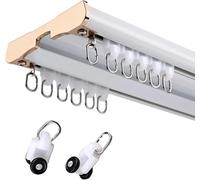 Dual Curtain Track Aluminum Alloy Curtain Rail Complete Set with Accessories Double CeilingMounted Curtain Rod HeavyDuty Room Divider White 4.8M/16FT