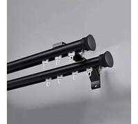 Dual Curtain Track SystemWall Mounted Double Track with Silent Rollers Aluminum Rod for Living Room Bedroom Shower RV4.7m (15.4ft) Black