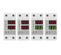 Dual Display 40A 63A AC 230V Adjustable Digital Over Under Voltage Device Protector Relay Limit Over Current Protection Din Rail(Red-Red,63A)