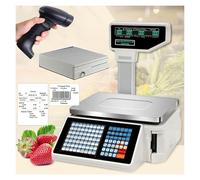 Dual Display Counting Scale,Cash Register Scale,Label Printing Scales,Price Computing Scale,30Kg Digital Barcode Scales,with CashBox ＆ Scanner,for Supermarket/Retail,A+Scanner+CashBox