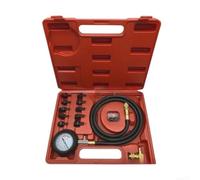 Dual Display Oil Pressure Gauge Kit Shock Resistant | Quality brass construction, 10 numbered adapters, fits most cars bikes boats, max 140 PSI limit, red storage case