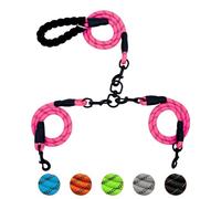 Dual Dog Leash,2 Way Dog Leash,Dog Double Leashes,360 Swivel No Tangle Walking Leash for Dual Dogs,Comfortable Tow Dog Leash with Reflective for Large Medium Small Dogs (Double Leashes, Pink)