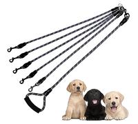 Dual Dog Leash 360° Tangle-Free - Reflective Heavy Duty, Comfortable Handle for Small/Medium/Large Dogs, Support Multiple Rope Addition (Black 1, Five Leashes)