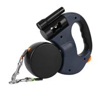 Dual Dog Leash 3m Roulette Auto Retractable With Flashlight Waste Bag Box Double-Ended Traction Rope Dogs Strap(Blue)